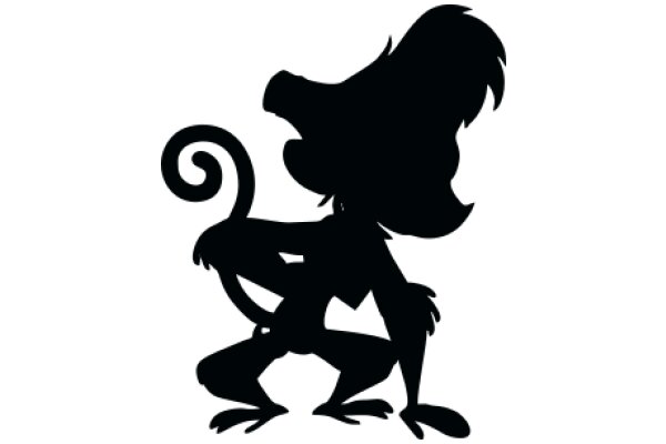 A Silhouette of a Monkey with a Curly Tail