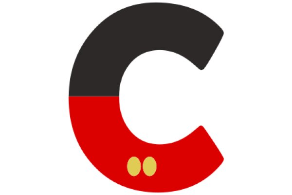 Stylized Letter 'C' with Red and Black Design Elements