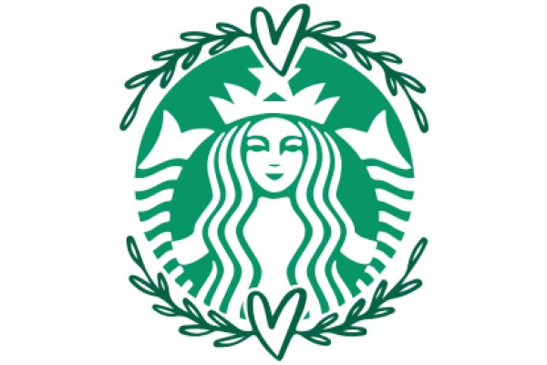 Starbucks Logo with a Heart and Leaves