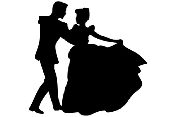 A Silhouette of a Couple Dancing