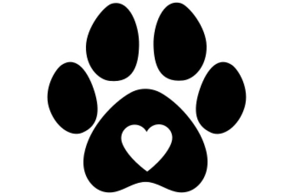 A Simple, Logo of a Paw Print with a Heart Inside