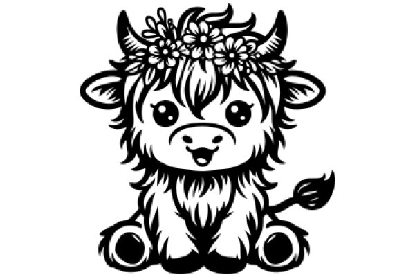 Adorable Illustration of a Cute Cow with a Flower Crown