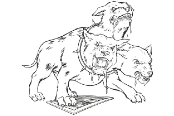 A Playful Scene of Two Dogs and a Laptop