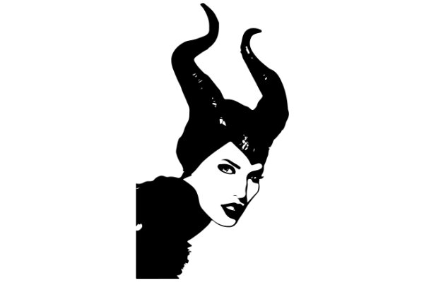 Stylized Portrait of a Woman with Horns