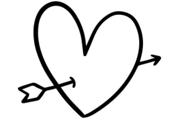 Simplistic Line Drawing of a Heart with an Arrow