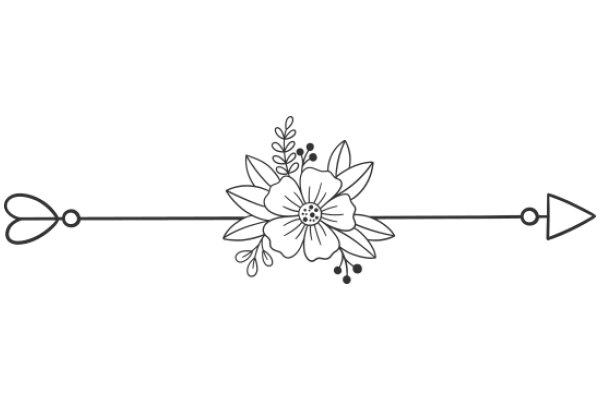 AFlower and Arrow, with a Simple Design and Detailed Flowers