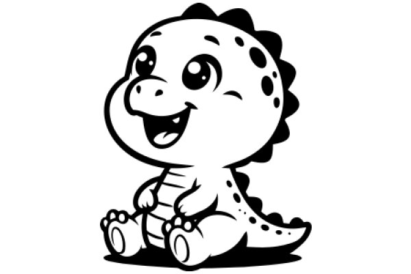 Adorable Cartoon Dinosaur with Big Eyes and a Smile