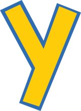 Vibrant Yellow Letter 'Y' with a Blue Outline