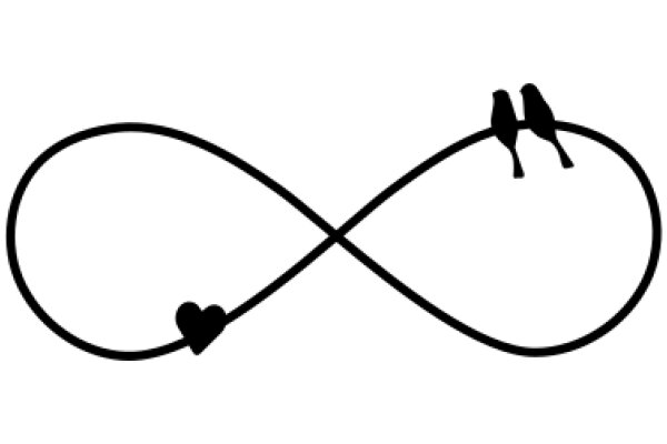 A Simple, Illustration of a Heart and Two Birds on a Wire