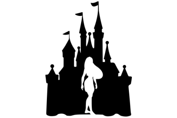 Silhouette of a Castle and a Figure, Emphasizing the Castle's Majesty