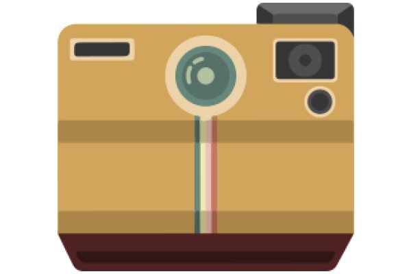 A Stylized Illustration of a Camera with a Lens and a Flash