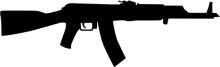 A Silhouette of a Rifle Against a White Background