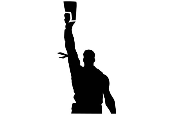 A Silhouette of a Person Raising Their Arm in a Celebratory Manner