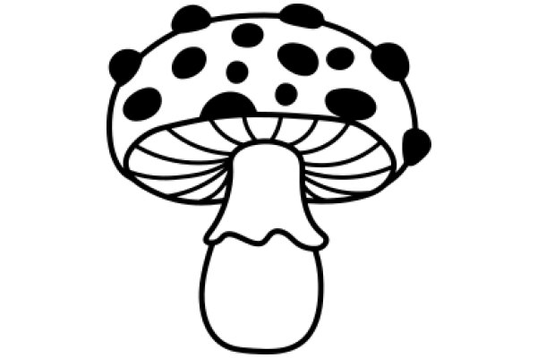 Whimsical Line Drawing of a Mushroom with a Smiling Face