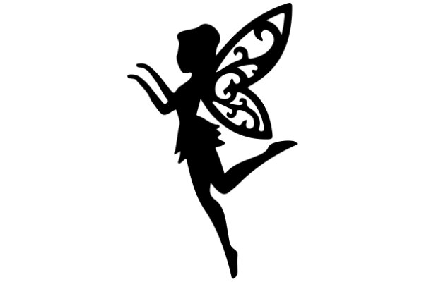 Silhouette of a Ballerina with a Butterfly Design