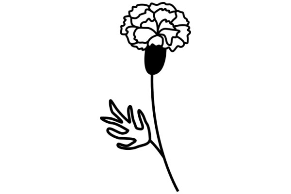 A Simple Line Drawing of a Flower and Its Stem