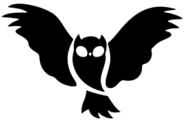 Stylized Black Owl Silhouette with a Tail