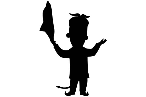 Silhouette of a Character with a Hat and a Cane