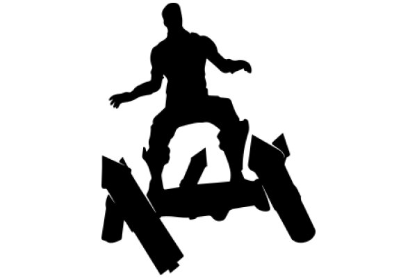 Silhouette of a Skateboarder Amidst Debris