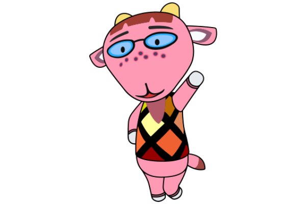 A Friendly Pink Cow with Glasses and a Vest