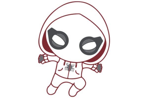 Stylized Cartoon Character with Spider-Man Mask and Hoodie