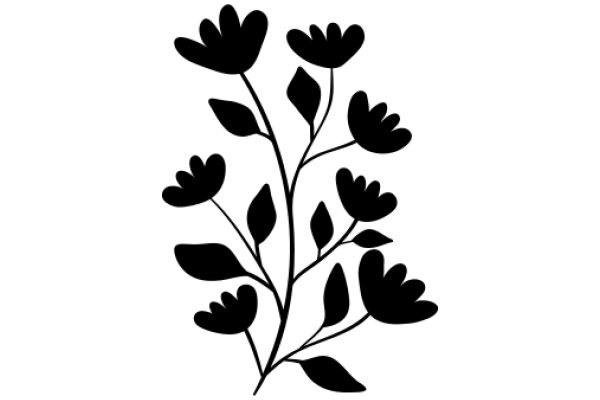 Elegant Black Silhouette of a Flowering Plant