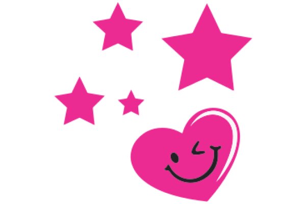 A Whimsical Display of Pink Stars and a Smiling Heart