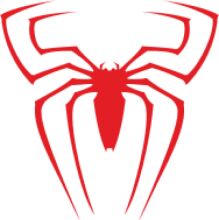 Vivid Red Spider Logo on a White Background