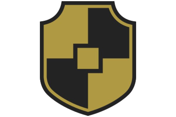 Stylized Shield Emblem with Gold and Black Design