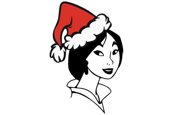 A Festive Holiday Greeting: A Woman in a Santa Hat