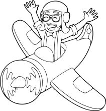 A Pilot's Exciting Adventure: A Cartoon Illustration of a Pilot in a Plane