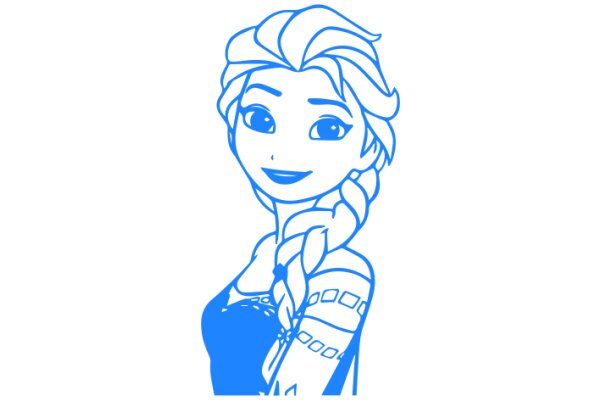 Stylized Portrait of a Female Character with Blue Hair and a Braid