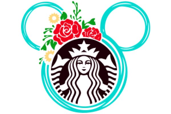 Stylized Starbucks Logo with Floral Decorations