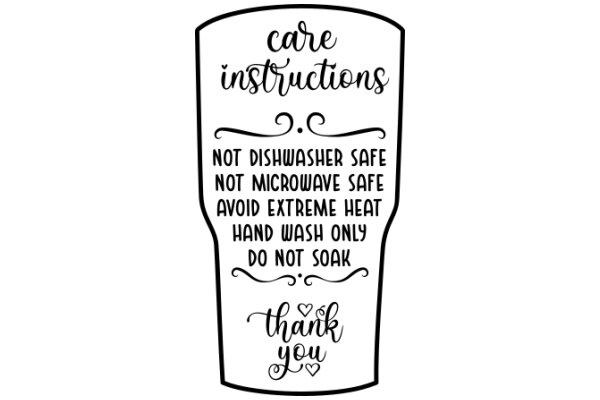 Care Instructions: Not Dishwasher Safe, Not Microwave Safe, Avoid Extreme Heat, Hand Wash Only, Do Not Soak, Thank You