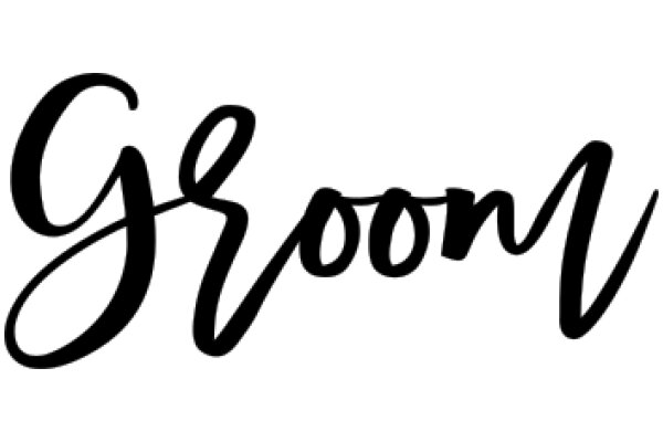 Stylized Black Lettering of the Word 'Groom' on a White Background