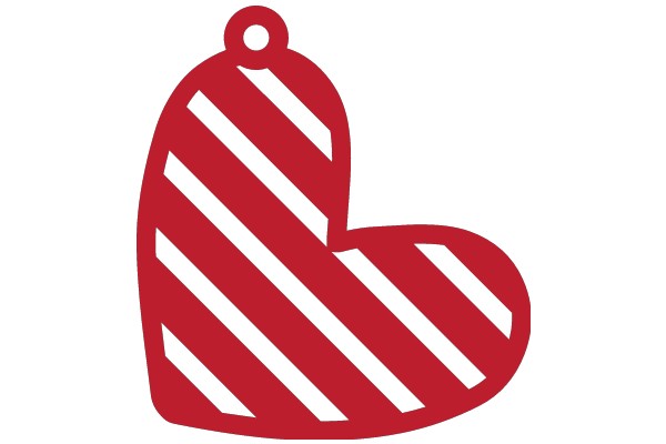 A Red and White Striped Heart Symbol