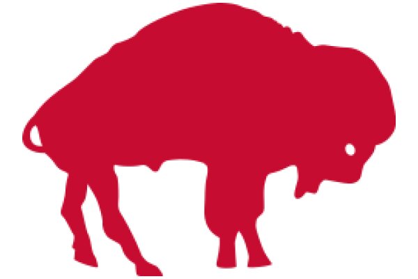 A Red Silhouette of a Buffalo on a White Background