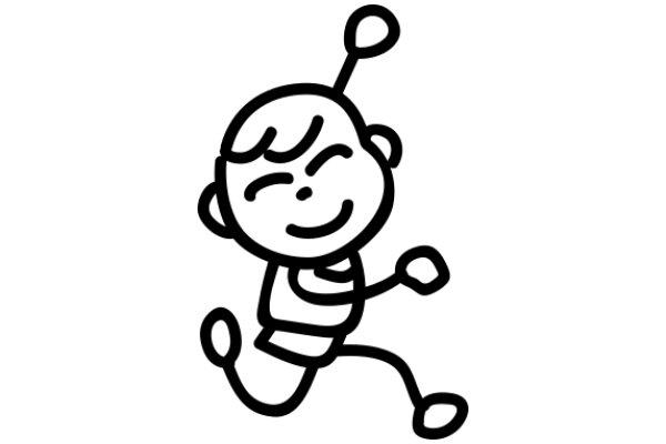 A Whimsical Cartoon of a Child in Motion