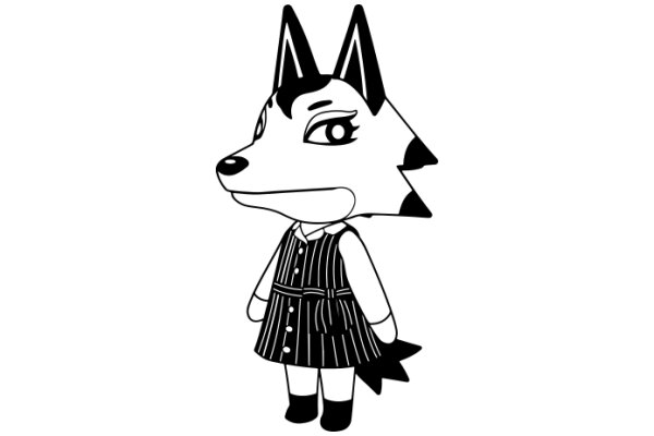 Stylish Cartoon Fox in a Vintage Dress