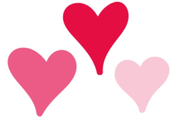 Three Pink Hearts on a White Background