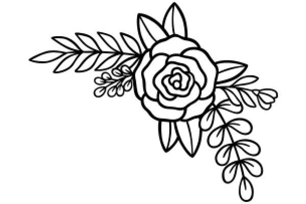 Stylized Floral Design: A Line Drawing