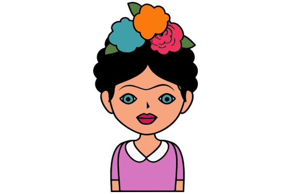 Stylish Cartoon Character with a Flower Hair Accessory