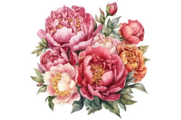 Vibrant Bouquet of Flowering Peonies