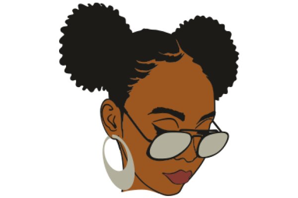 Stylish Fashion Illustration of a Woman with Large Hoops and Sunglasses