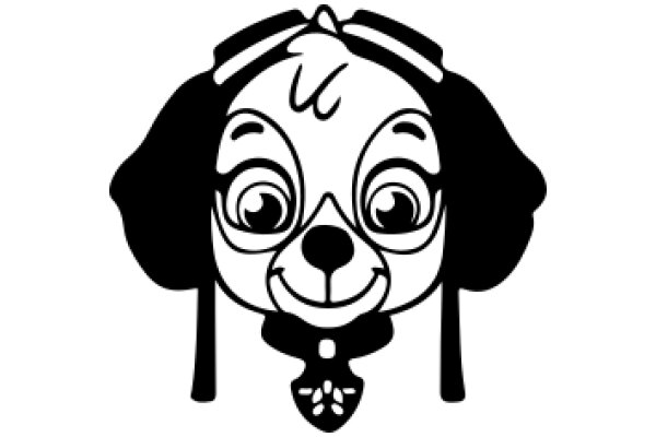 Stylized Illustration of a Dog with Elegant Headwear and a Smile