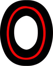 Stylized Letter 'O' with a Red Outline