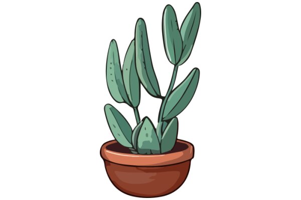 A Digital Illustration of a Potted Plant with Green Leaves