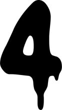 Silhouette of a Number Four with a Droplet