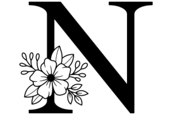 Stylized Letter 'N' with Floral Design