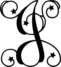 Stylized Monogram with Stars and Swirls